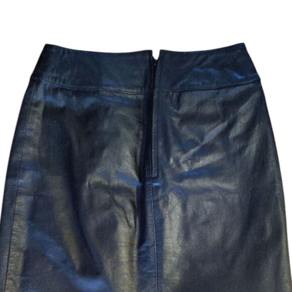 VTG 80s BB Dakota Black Leather Mini Skirt SZ 7 High Waist Moto Grunge Goth - Picture 9 of 12